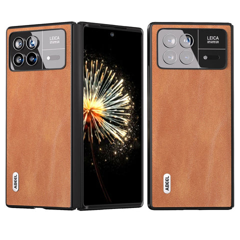 ABEEL For Xiaomi Mix Fold 3 5G PU Leather Coated PC Anti-Drop Case Cowhide Texture Shockproof Phone Cover