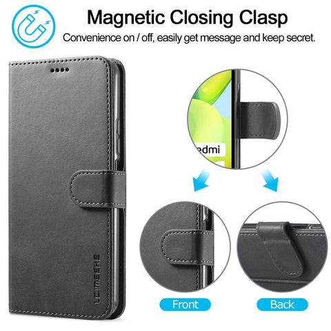 LC.IMEEKE For Xiaomi Redmi A1 4G / A2 4G Wallet Phone Case Calf Texture Stand Leather Phone Cover