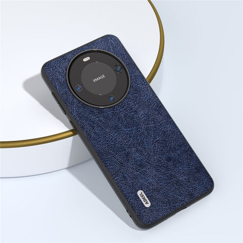 ABEEL For Huawei Mate 60 Pro Phone Case Retro Litchi Texture Leather Coated TPU+PC Cover