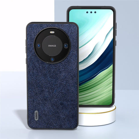 ABEEL For Huawei Mate 60 Pro Phone Case Retro Litchi Texture Leather Coated TPU+PC Cover