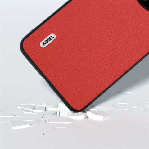 ABEEL For Huawei Mate 60 Pro Genuine Cow Leather Coating Phone Cover Litchi Texture PC+TPU Case