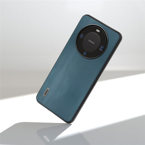 ABEEL Phone Case for Huawei Mate 60 Pro , Nappa Texture Genuine Cow Leather Coated PC+TPU Cover