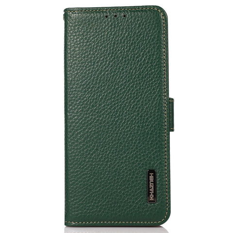KHAZNEH For OnePlus Ace 2 Pro 5G RFID Blocking Phone Case Genuine Cow Leather Stand Wallet Cover