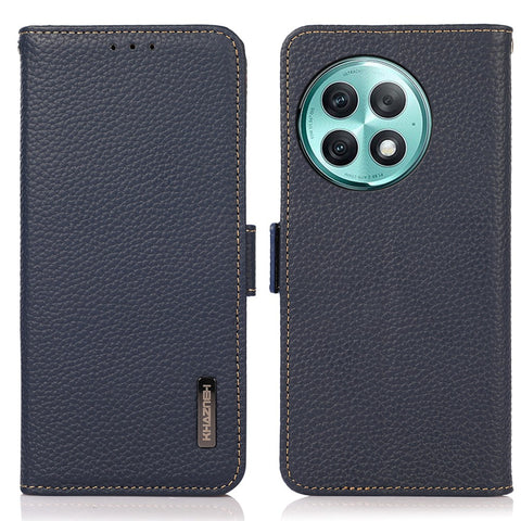 KHAZNEH For OnePlus Ace 2 Pro 5G RFID Blocking Phone Case Genuine Cow Leather Stand Wallet Cover