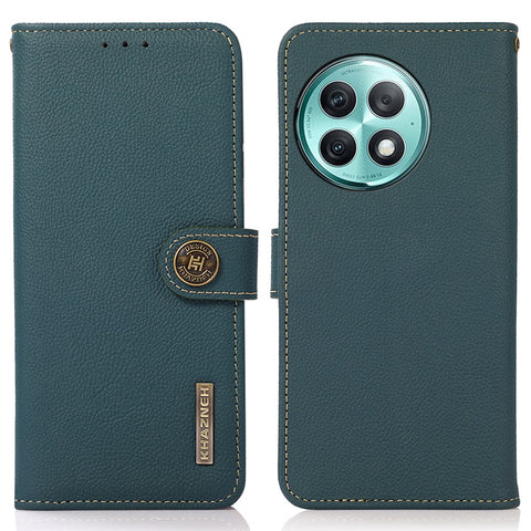 KHAZNEH Wallet Case for OnePlus Ace 2 Pro 5G RFID Blocking Genuine Cow Leather Foldable Stand Phone Cover