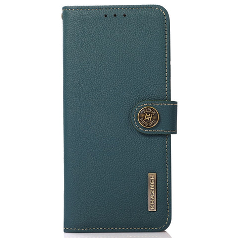 KHAZNEH Wallet Case for OnePlus Ace 2 Pro 5G RFID Blocking Genuine Cow Leather Foldable Stand Phone Cover