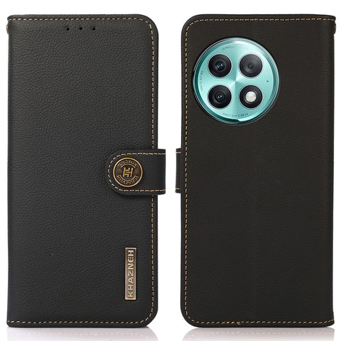 KHAZNEH Wallet Case for OnePlus Ace 2 Pro 5G RFID Blocking Genuine Cow Leather Foldable Stand Phone Cover