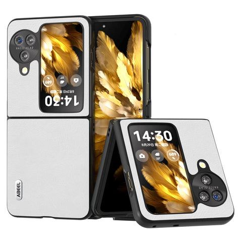 ABEEL For Oppo Find N3 Flip 5G PU Leather + Hard PC Shell Litchi Texture Slim Protective Phone Case