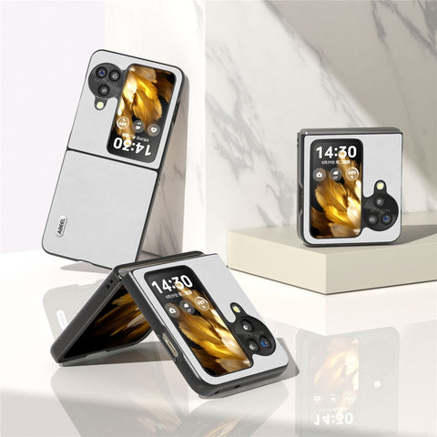 ABEEL For Oppo Find N3 Flip 5G PU Leather + Hard PC Shell Litchi Texture Slim Protective Phone Case