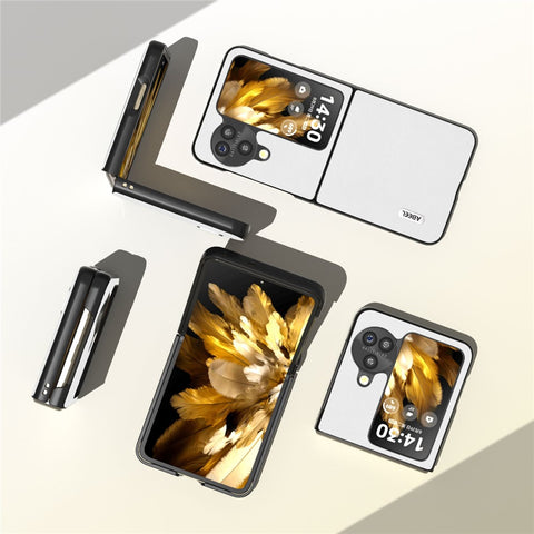 ABEEL For Oppo Find N3 Flip 5G PU Leather + Hard PC Shell Litchi Texture Slim Protective Phone Case