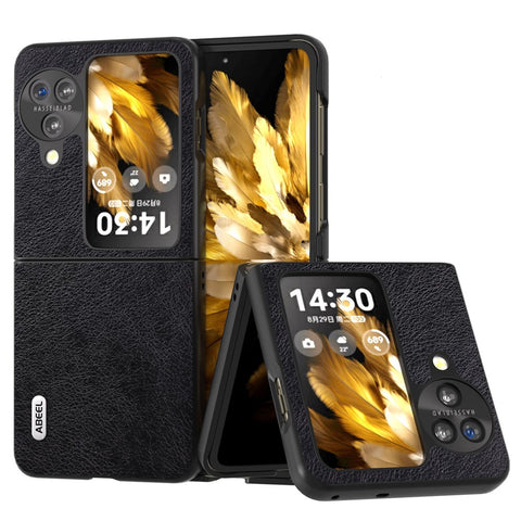 ABEEL For Oppo Find N3 Flip 5G PU Leather + Hard PC Shell Litchi Texture Slim Protective Phone Case