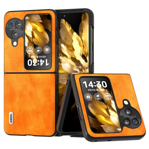ABEEL For Oppo Find N3 Flip 5G PU Leather + Hard PC Shell Litchi Texture Slim Protective Phone Case