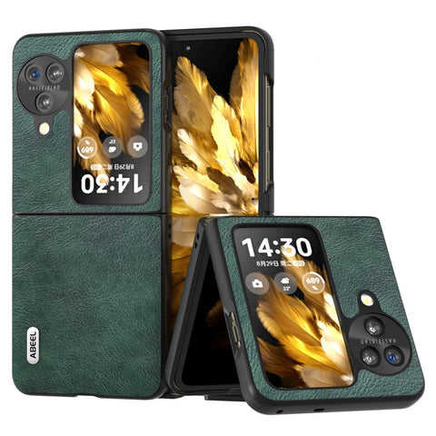ABEEL For Oppo Find N3 Flip 5G PU Leather + Hard PC Shell Litchi Texture Slim Protective Phone Case
