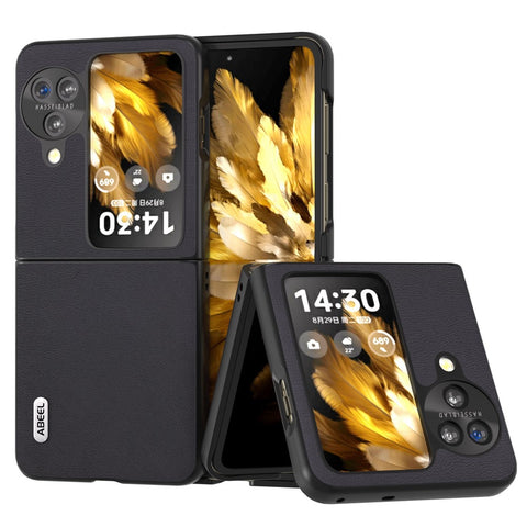 ABEEL For Oppo Find N3 Flip 5G Slim Fit Textured Phone Case PU Leather Coated PC Protective Cover
