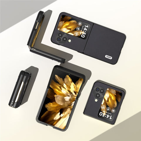 ABEEL For Oppo Find N3 Flip 5G Slim Fit Textured Phone Case PU Leather Coated PC Protective Cover