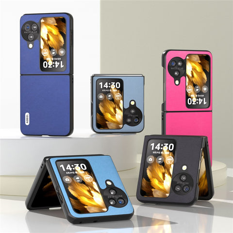 ABEEL For Oppo Find N3 Flip 5G Slim Fit Textured Phone Case PU Leather Coated PC Protective Cover