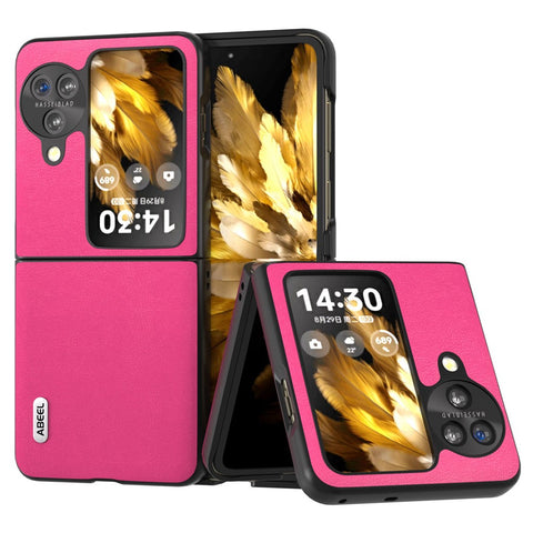 ABEEL For Oppo Find N3 Flip 5G Slim Fit Textured Phone Case PU Leather Coated PC Protective Cover