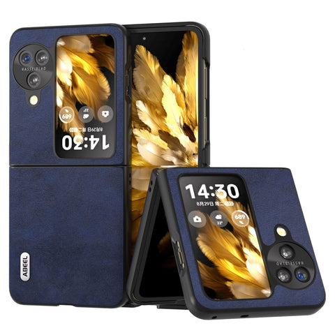 ABEEL For Oppo Find N3 Flip 5G Cowhide Texture Shockproof Cover PU Leather Coated PC  Phone Case