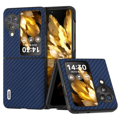ABEEL For Oppo Find N3 Flip 5G PU Leather Coated PC Case Carbon Fiber Texture Protective Phone Cover