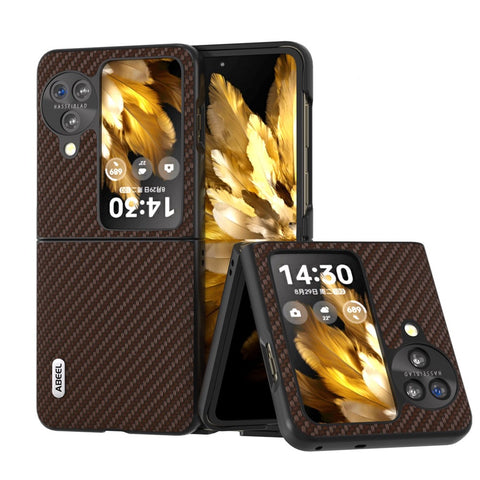 ABEEL For Oppo Find N3 Flip 5G PU Leather Coated PC Case Carbon Fiber Texture Protective Phone Cover