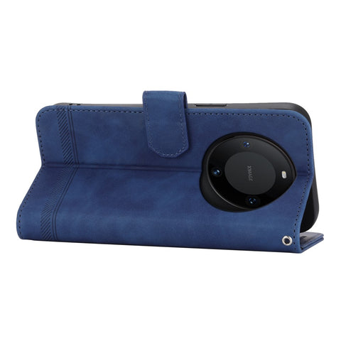 DIERFENG DF-03 PU Leather Stand Case for Huawei Mate 60 Pro , Lines Imprinted Phone Cover Wallet