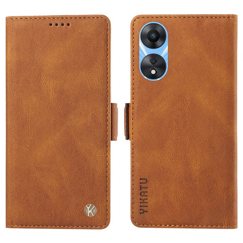 YIKATU YK-005 PU Leather Folio Cover for Oppo A58 5G / A78 5G , Skin-touch Wallet Stand Phone Case