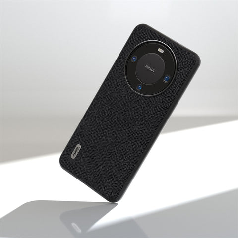 ABEEL For Huawei Mate 60 Pro Cowhide Leather Coating Phone Case Cross Texture TPU+PC Cover