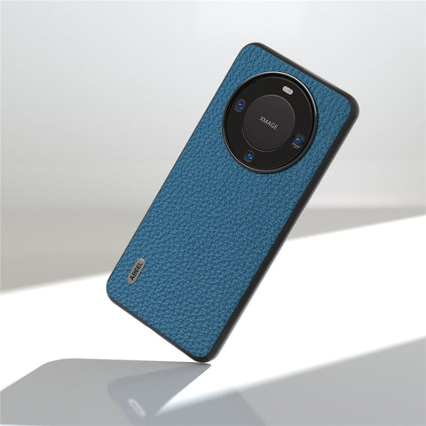 ABEEL For Huawei Mate 60 Pro Anti-Scratch Cowhide Leather Coated PC+TPU Phone Case Litchi Texture Cover