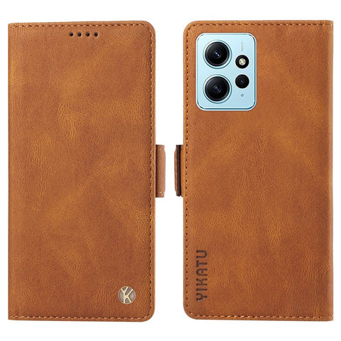 YIKATU YK-005 For Xiaomi Redmi Note 12 4G Skin-touch Phone Case Cover PU Leather Wallet Stand Shell