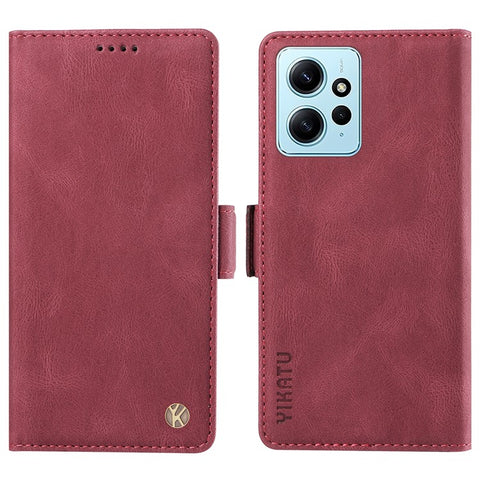 YIKATU YK-005 For Xiaomi Redmi Note 12 4G Skin-touch Phone Case Cover PU Leather Wallet Stand Shell