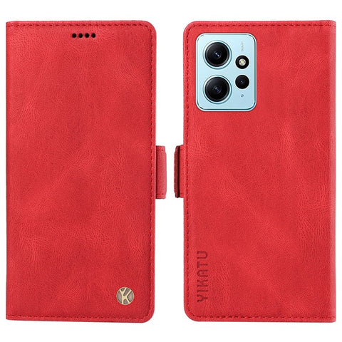 YIKATU YK-005 For Xiaomi Redmi Note 12 4G Skin-touch Phone Case Cover PU Leather Wallet Stand Shell