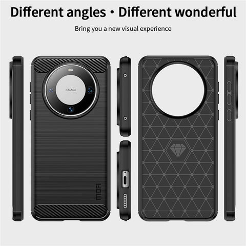 MOFI JK TPU Series-1 for Huawei Mate 60 Pro TPU Case Brushed Carbon Fiber Texture Phone Cover