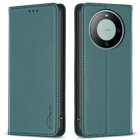 BINFEN COLOR BF18 For Huawei Mate 60 PU Leather+TPU Phone Cover Card Holder Stand Case