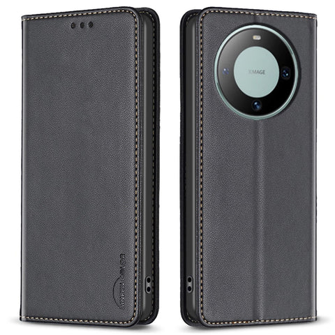 BINFEN COLOR BF18 For Huawei Mate 60 PU Leather+TPU Phone Cover Card Holder Stand Case