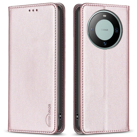 BINFEN COLOR BF18 For Huawei Mate 60 PU Leather+TPU Phone Cover Card Holder Stand Case