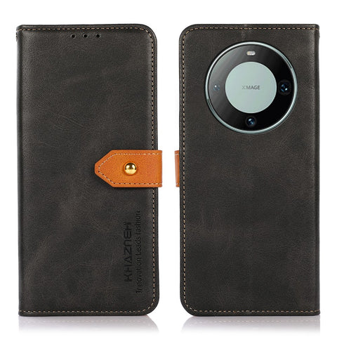 KHAZNEH For Huawei Mate 60 Pro Cowhide Texture Leather Stand Case Anti-shock Wallet Phone Cover