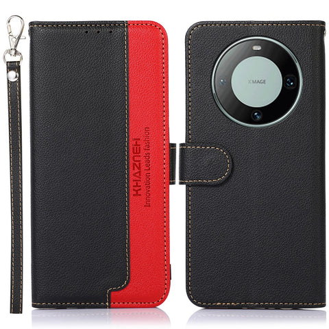 KHAZNEH RFID Blocking Wallet Case for Huawei Mate 60 Pro Litchi Texture PU Leather Phone Cover