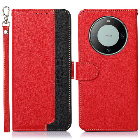KHAZNEH RFID Blocking Wallet Case for Huawei Mate 60 Pro Litchi Texture PU Leather Phone Cover
