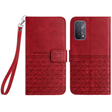 For Oppo A93 5G Geometric Imprint Phone Cover Microfiber Leather Wallet Stand Case