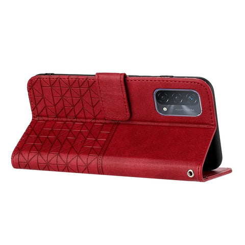For Oppo A93 5G Geometric Imprint Phone Cover Microfiber Leather Wallet Stand Case