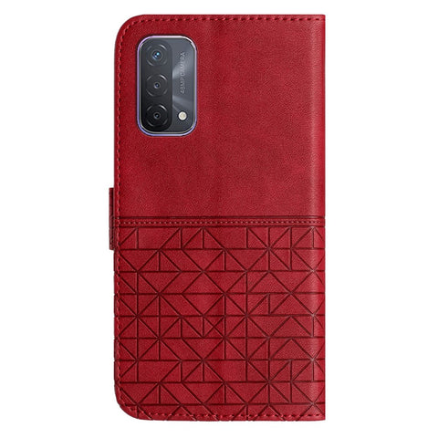 For Oppo A93 5G Geometric Imprint Phone Cover Microfiber Leather Wallet Stand Case