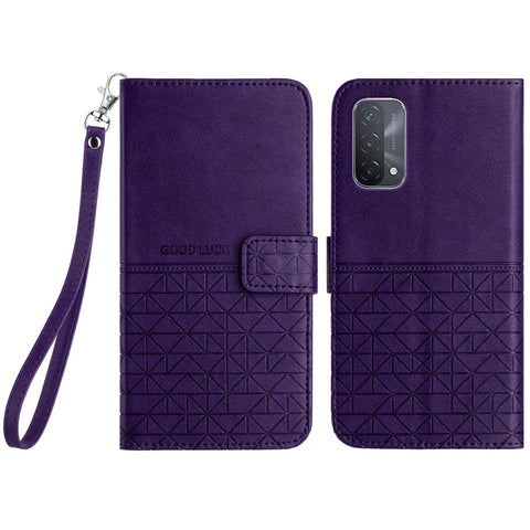 For Oppo A93 5G Geometric Imprint Phone Cover Microfiber Leather Wallet Stand Case