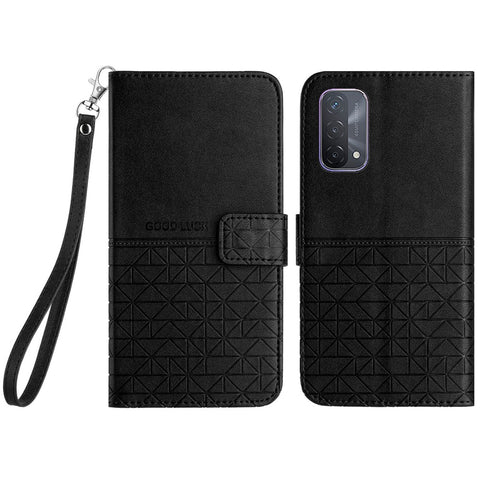 For Oppo A93 5G Geometric Imprint Phone Cover Microfiber Leather Wallet Stand Case