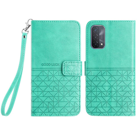 For Oppo A93 5G Geometric Imprint Phone Cover Microfiber Leather Wallet Stand Case