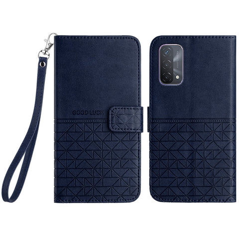 For Oppo A93 5G Geometric Imprint Phone Cover Microfiber Leather Wallet Stand Case