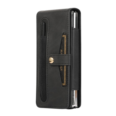 For Samsung Galaxy Z Fold2 5G Full Protection PC + PU Leather Phone Case Card Slot Glass Film Cover Shell with Stylus