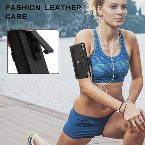 For Samsung Galaxy Z Fold2 5G Full Protection PC + PU Leather Phone Case Card Slot Glass Film Cover Shell with Stylus