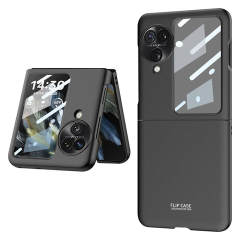 GKK For Oppo Find N3 Flip 5G Case Anti-drop PC Phone Cover with Rear Screen Film