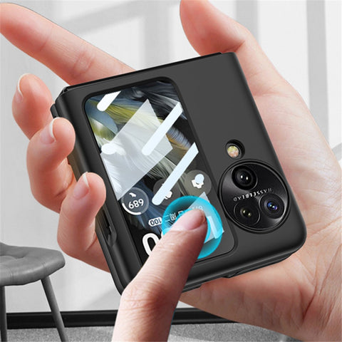 GKK For Oppo Find N3 Flip 5G Case Anti-drop PC Phone Cover with Rear Screen Film
