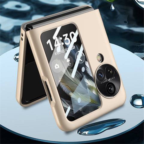 GKK For Oppo Find N3 Flip 5G Case Anti-drop PC Phone Cover with Rear Screen Film